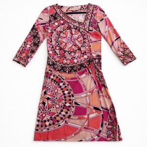 EMILIO PUCCI Multicolor Signed Print abstract shift Dress Size 38 Made in Italy